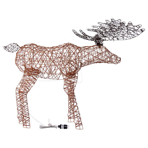 Christmas moose decoration 160 microLED warm white synthetic wicker 110 cm indoor outdoor timer 8