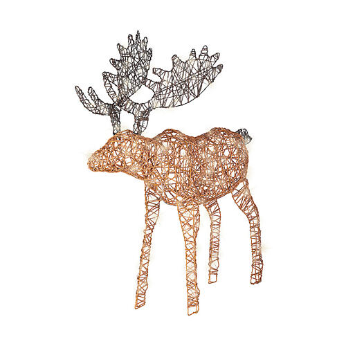 Christmas moose decoration 160 microLED warm white synthetic wicker 110 cm indoor outdoor timer 3