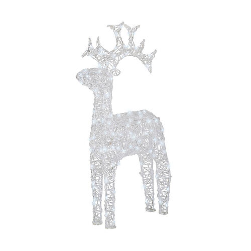 Santa Claus' reindeer, 120 flashing cold white LED lights, acrylic, 50 in, IN/OUTDOOR 2