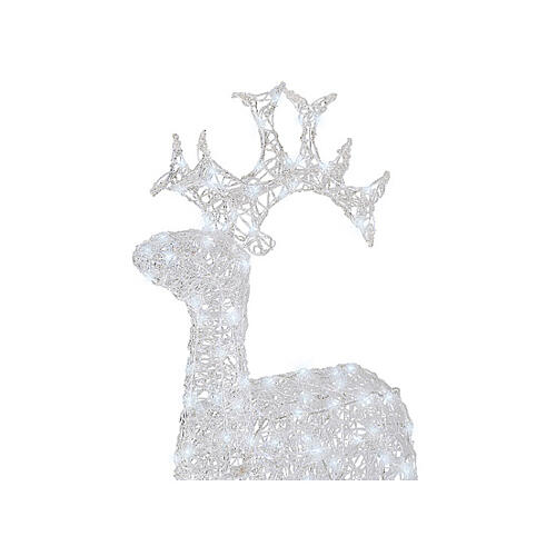 Santa Claus' reindeer, 120 flashing cold white LED lights, acrylic, 50 in, IN/OUTDOOR 8