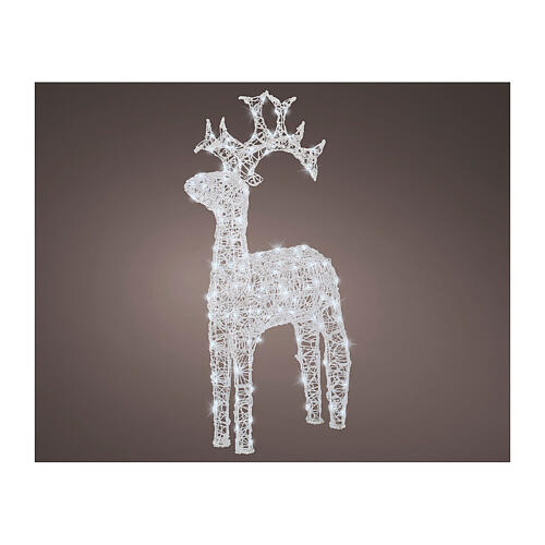 Reno de Papá Noel luminoso 120 LED blanco hielo 120 cm acrílico acrilico flashing effect int ext 4