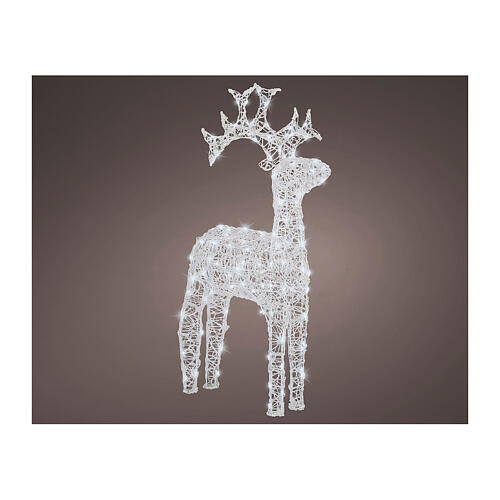 Reno de Papá Noel luminoso 120 LED blanco hielo 120 cm acrílico acrilico flashing effect int ext 6