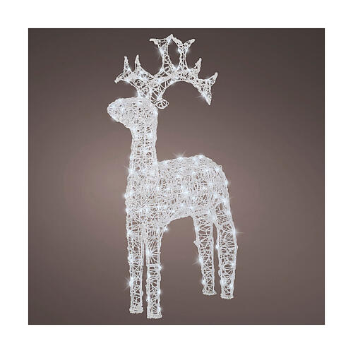 Renne du Père Noël illuminée 120 LEDs blanc froid 120 cm acrylique clignotant int/ext 1