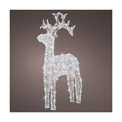 Renna di Babbo Natale luminosa 120 LED bianco ghiaccio 120 cm acrilico flashing effect int est 1