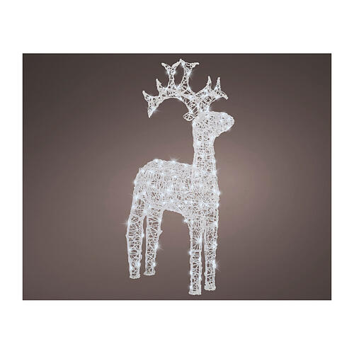 Renna di Babbo Natale luminosa 120 LED bianco ghiaccio 120 cm acrilico flashing effect int est 6