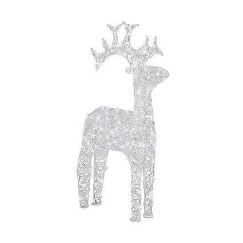 Podświetlany renifer Świętego Mikołaja, 120 diod LED, mroźna biel, 120 cm, akryl, efekt migania, do użytku wewnątrz/na zewnątrz 7