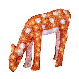 Christmas light fawn eating, 100 cold white LED lights, acrylic, 20 in, IN/OUTDOOR