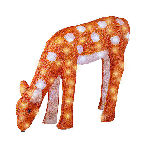 Christmas light fawn eating, 100 cold white LED lights, acrylic, 20 in, IN/OUTDOOR 2