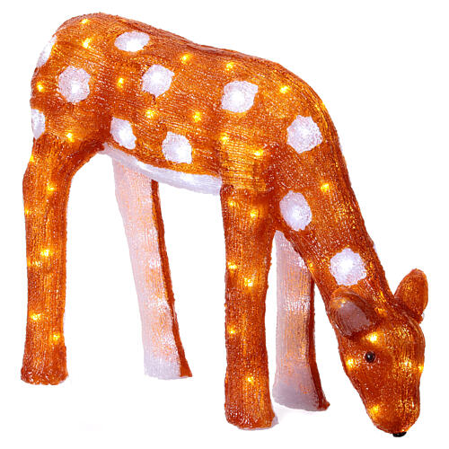 Christmas light fawn eating, 100 cold white LED lights, acrylic, 20 in, IN/OUTDOOR 3