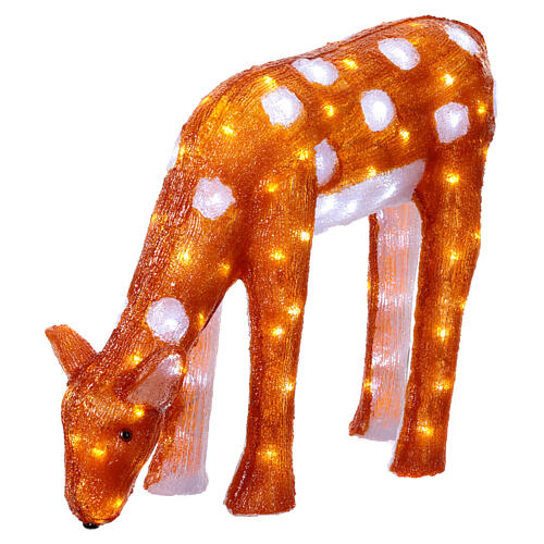 Christmas light fawn eating, 100 cold white LED lights, acrylic, 20 in, IN/OUTDOOR 4
