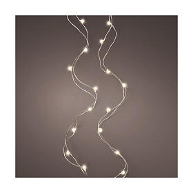 Hilo de luces navideñas 60 micro LED cable pelado plateado 2,95 m blanco cálido solo interior