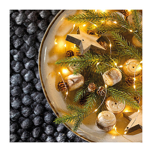 Lampki choinkowe 60 mikro-LED, srebrny odsłonięty przewód, 2,95 m, ciepła biel, tylko do wnętrz 5