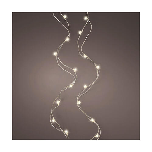 Luzes de Natal 60 micro LED fio prateado 2,95 m branco quente interior 1