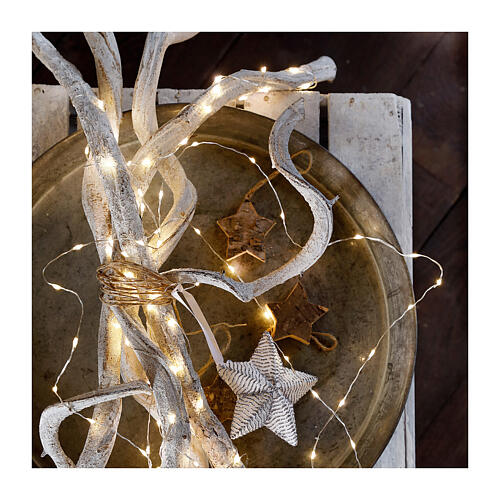 Christmas string fairy lights 60 micro LED silver bare wire 2.95 m warm white indoor 6