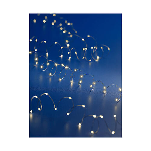 Fairy Christmas lights with silver wire of 4.95 m, 100 warm white micro LED lights, indoor 4
