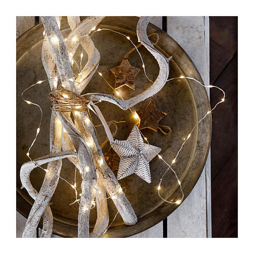 Fairy Christmas lights with silver wire of 4.95 m, 100 warm white micro LED lights, indoor 7