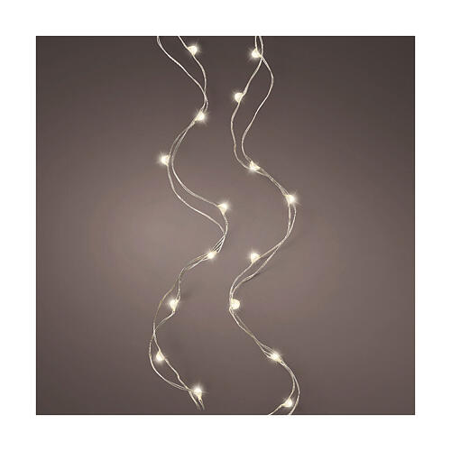 Luces navideñas con hilo plateado desnudo 100 microLED blanco cálido solo interior 4,95 cm temporizador 1