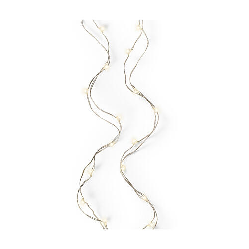 Lampki świąteczne na srebrnym przewodzie, 100 microLED, ciepła biel, 4,95 m, timer 2