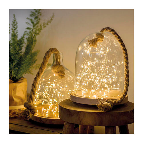 Lampki świąteczne na srebrnym przewodzie, 100 microLED, ciepła biel, 4,95 m, timer 5