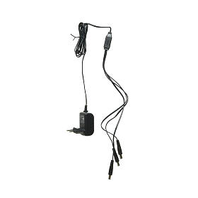 Indoor black IP20 transformer of 4.5V with 3 DC plugs