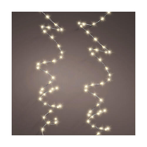 Catena luminosa luce fissa 9m filo nudo argentato bianco caldo 567 micro LED int est 1