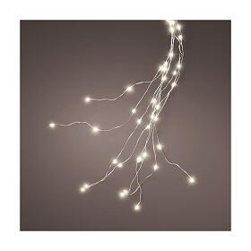 Cascada luminosa 408 microled cable pelado plateado árbol Navidad 180 cm blanco cálido int ext