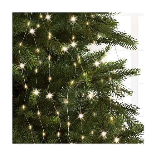 Cascada luminosa 408 microled cable pelado plateado árbol Navidad 180 cm blanco cálido int ext 5