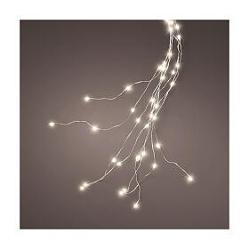 Cascata luminosa 408 microled filo nudo argentato albero Natale 180 cm bianco caldo int est
