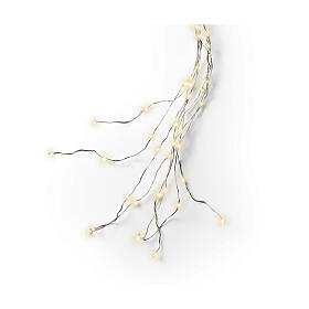 Cascata luminosa 408 microled filo nudo argentato albero Natale 180 cm bianco caldo int est