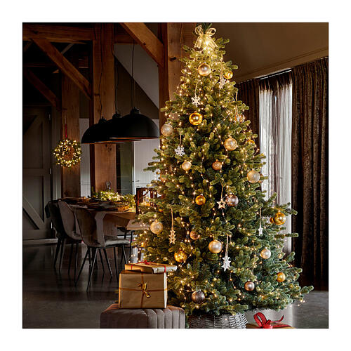 Cascata luminosa 408 micro LED branco quente fio prateado para árvore de Natal de 180 cm int/ext 4