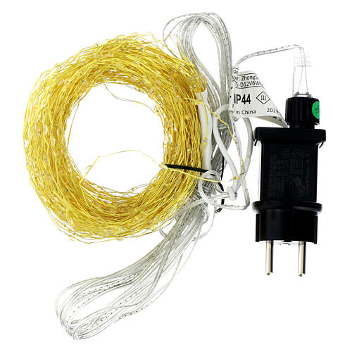 Cascada luces 408 microLED blanco cálido parpadeante cable pelado dorado int ext blanco cálido árboles Navidad 180 cm 6