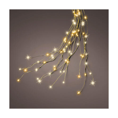 Cascata luci 408 microLED bianco caldo lampeggiante filo nudo dorato int est bianco caldo alberi Natale 180 cm 1