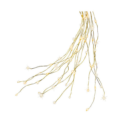 Kaskada świetlna 408 microLED, ciepła biel, efekt migotania, złote przewody, do choinki 180 cm 2