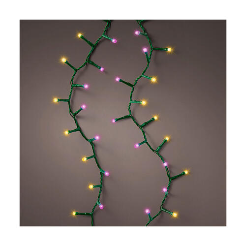 Catena 16 m compact twinkle 750 LED bianco caldo rosa 8 giochi luce alberi Natale 180-210 cm int est 1