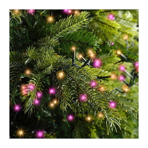 Catena 16 m compact twinkle 750 LED bianco caldo rosa 8 giochi luce alberi Natale 180-210 cm int est 3