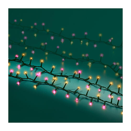 Luzes de Natal compact twinkle 16 m 750 luzes LED branco quente e cor-de-rosa 8 jogos para árvore de 180-210 cm int/ext 4