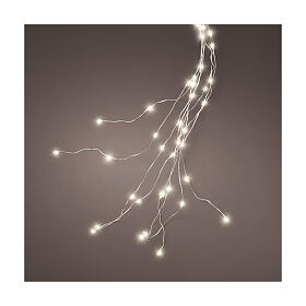 Cascata luminosa 672 micro LED branco quente intermitentes fio prateado para árvore de Natal de 210 cm int/ext