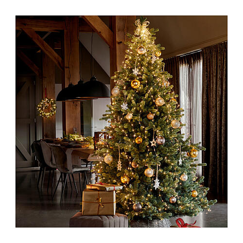 Cascata luminosa 672 micro LED branco quente intermitentes fio prateado para árvore de Natal de 210 cm int/ext 4