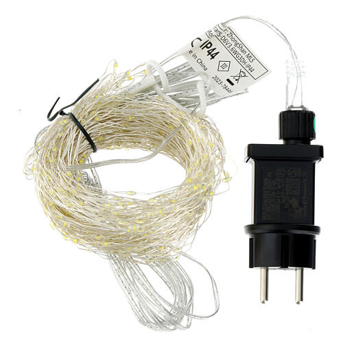 Cascata luminosa 672 micro LED branco quente intermitentes fio prateado para árvore de Natal de 210 cm int/ext 9