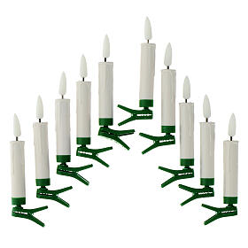 Set of 10 warm white LED candles, battery operated with remote control for indoor Christmas tree