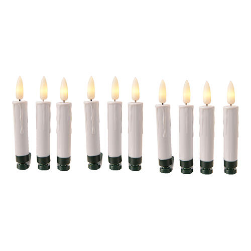 Set of 10 warm white LED candles, battery operated with remote control for indoor Christmas tree 1