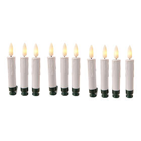 Set 10 bougies LED blanc chaud à piles avec télécommande pour sapin de Noël int