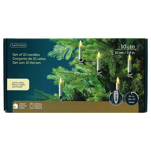 Set 10 bougies LED blanc chaud à piles avec télécommande pour sapin de Noël int 6