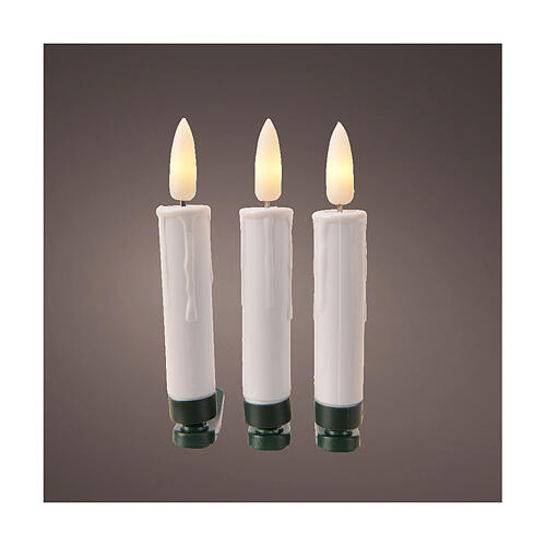 Set of 10 warm white battery-operated LED candles with remote control and internal Christmas tree 2