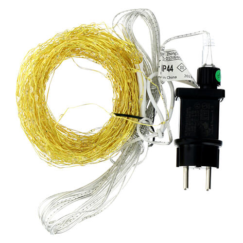Waterfall string fairy lights for a 240 cm Christmas tree, 832 warm white microLED, 2.4 m golden wire, IN/OUTDOOR 7