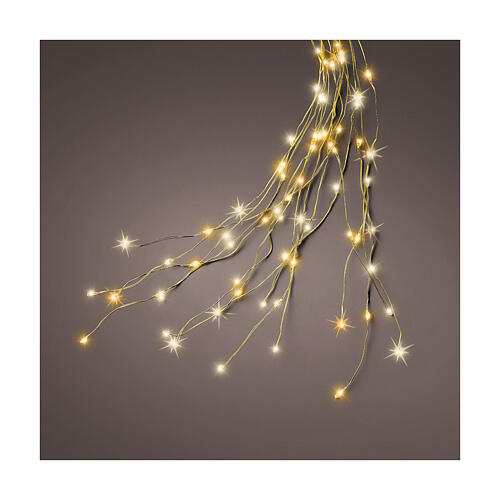 Cascata luminosa 832 micro LED branco quente fio dourado para árvore de Natal de 240 cm int/ext 1