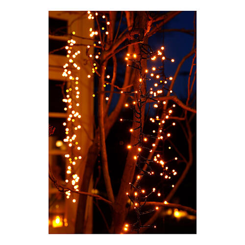 Cluster twinkle curtain of 480 warm white LED Christmas lights, 8 light plays, 6 light chains, 2 m long, in/outdoor 6