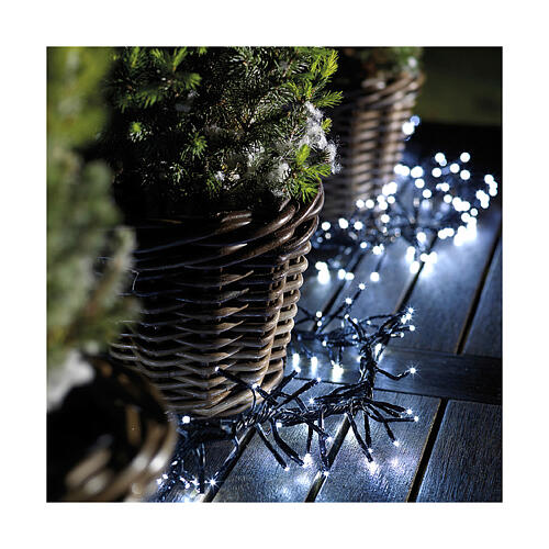 Cluster twinkle chain of 2040 cold white LED Christmas lights, 8 light plays, 19 m, in/outdoor 7