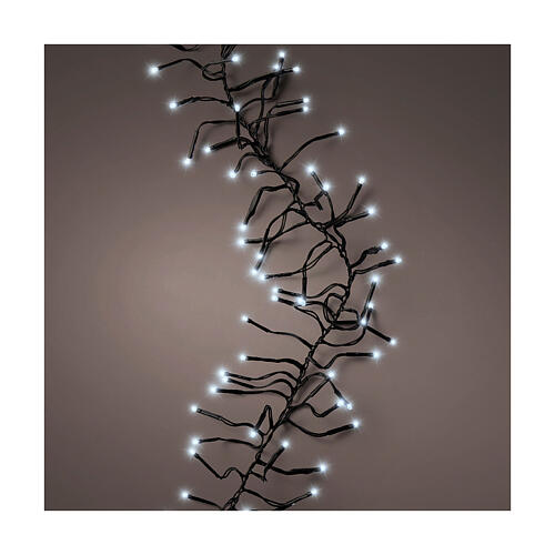 Corrente luminosa de Natal 19 m cluster twinkle 2040 LED branco frio 8 jogos de luzes temporizador int/ext 1