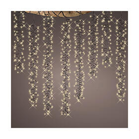 Cluster twinkle curtain of 1080 warm white LED Christmas lights, 8 light plays, 18 light chains, 2 m long, in/outdoor